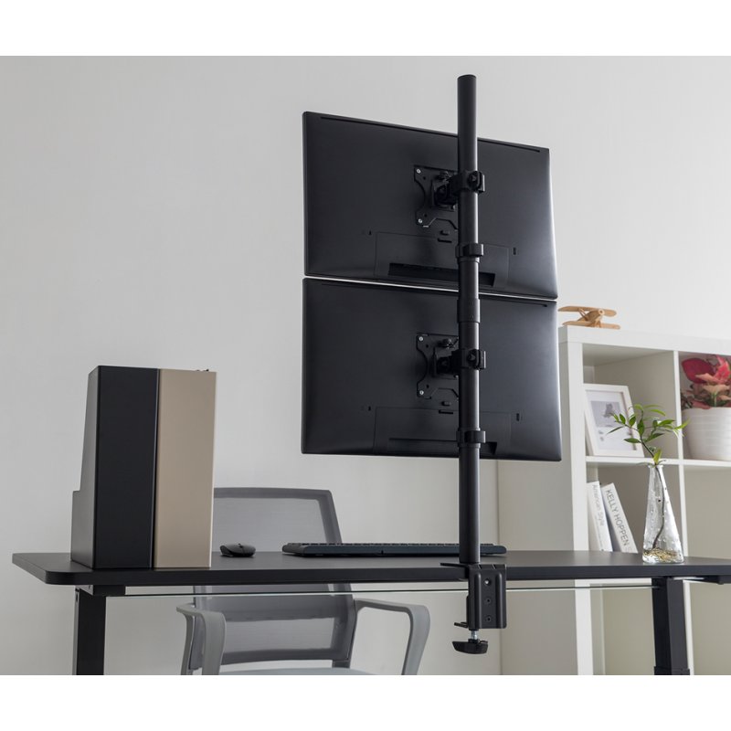 DIGITUS dual monitorarm verticaal, zwart, 2 monitoren tot 32 inch
