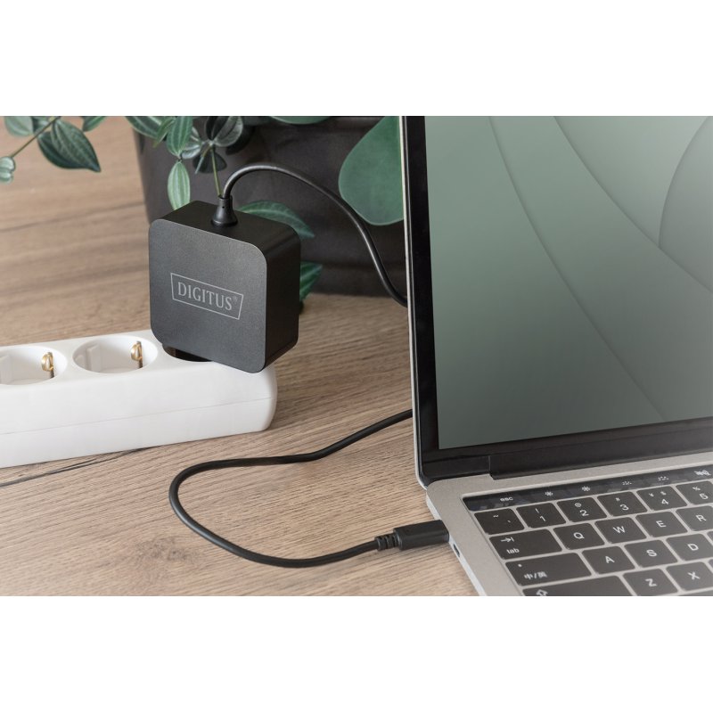 DIGITUS Chargeur USB-C pour ordinateur portable, 65 Watts, noir, 1,2 m