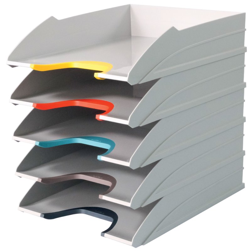 DURABLE set de corbeilles à courrier VARICOLOR MIX, gris clair, 5 pièces