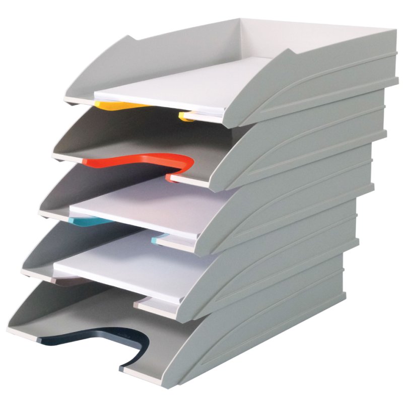DURABLE set de corbeilles à courrier VARICOLOR MIX, gris clair, 5 pièces