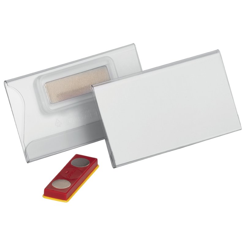 DURABLE plaque nominative avec aimant, 75 × 40 mm, sécurité anti-rotation, 25 pièces