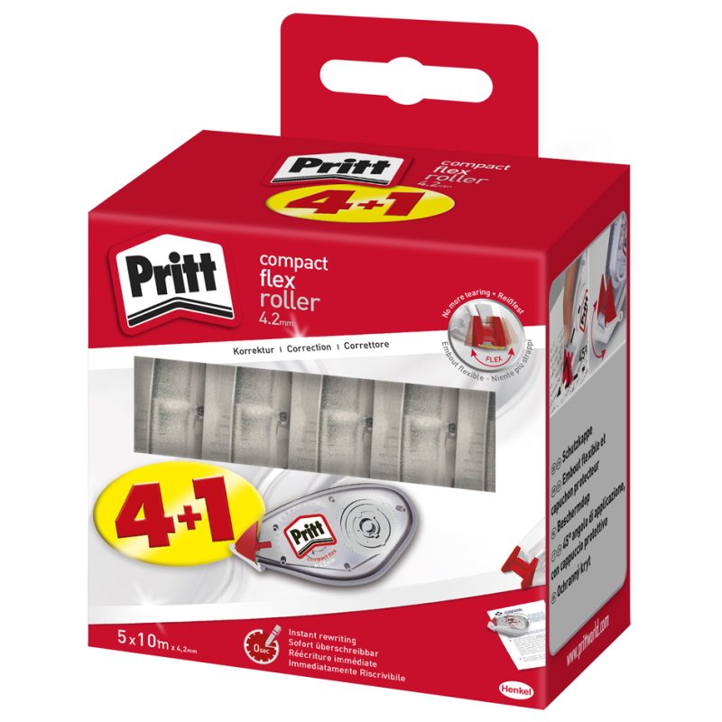 Pritt correctieroller Compact Flex, transparent, 5 pièces