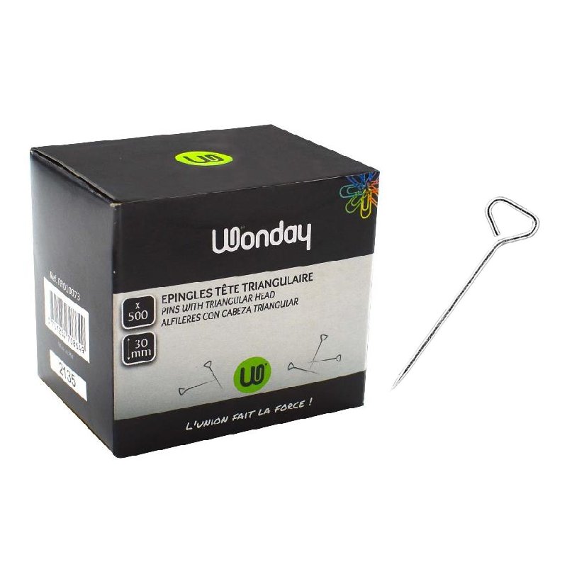 Wonday pins, silver, nickel-plated, 30 mm, 500 pieces