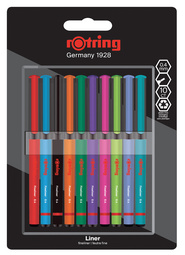 Rotring fineliner set, 0,4 mm, vrolijke kleuren, 4 stuks