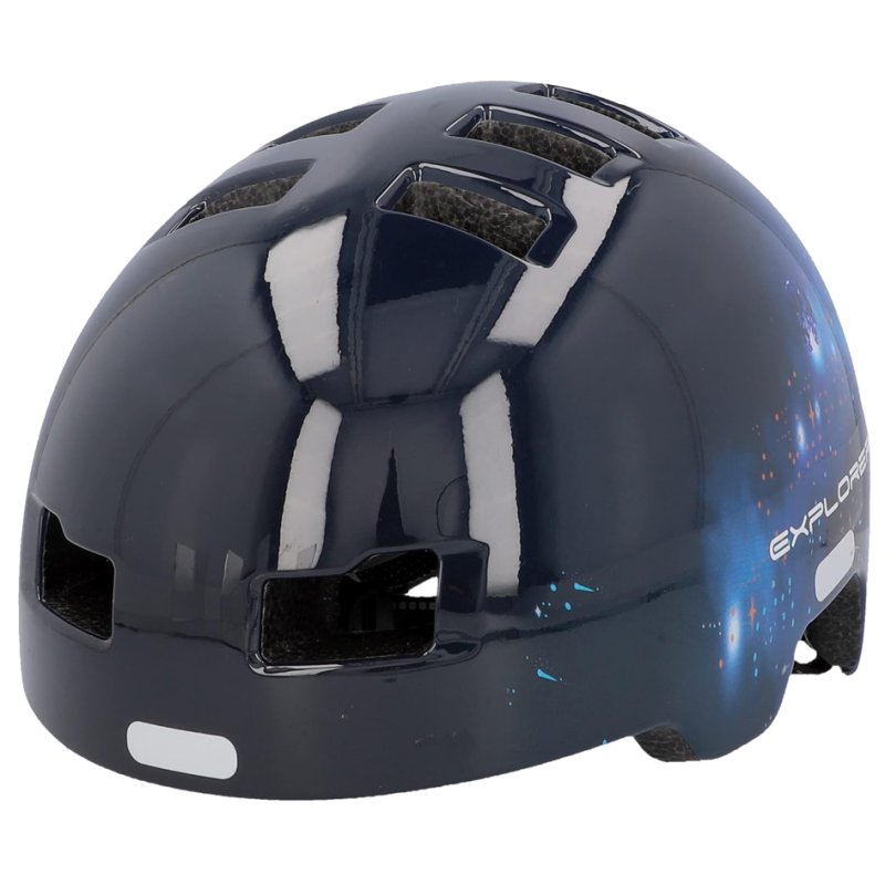 FISCHER casque vélo enfant BMX Universum, bleu foncé, taille S/M, feu arrière LED, 54-58 cm