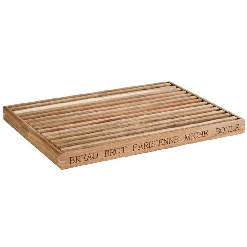 APS planche à découper pain LETTER, bois acacia, 480×340×30 mm, bac à miettes
