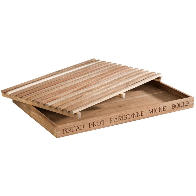 APS planche à découper pain LETTER, bois acacia, 480×340×30 mm, bac à miettes