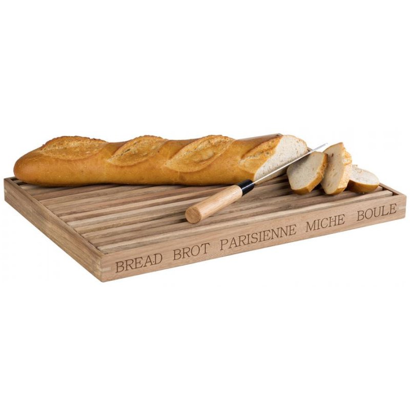APS planche à découper pain LETTER, bois acacia, 480×340×30 mm, bac à miettes