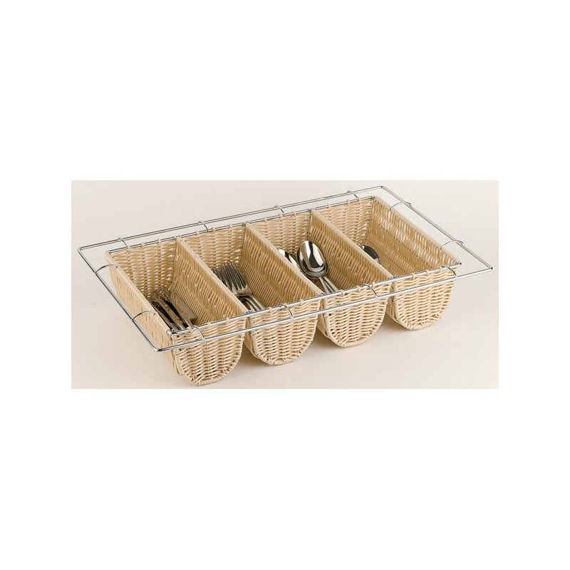 APS bac à couverts BUFFET GN 1/1, 4 compartiments, beige clair, 530×325×105 mm