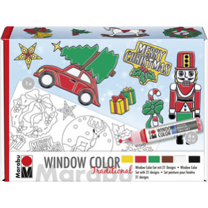 Marabu vensterverf set XMAS Traditioneel, 6 kleuren, 6 x 25 ml