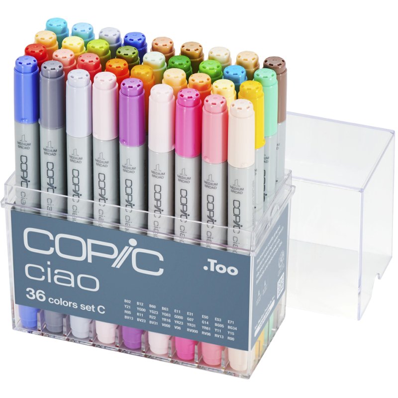 COPIC markers ciao 36-piece set C, alcohol-based, refillable, assorted colours