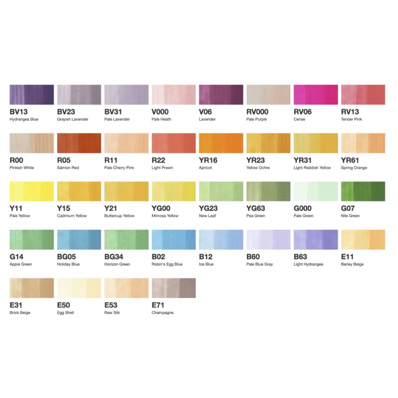 COPIC markers ciao 36-piece set C, alcohol-based, refillable, assorted colours