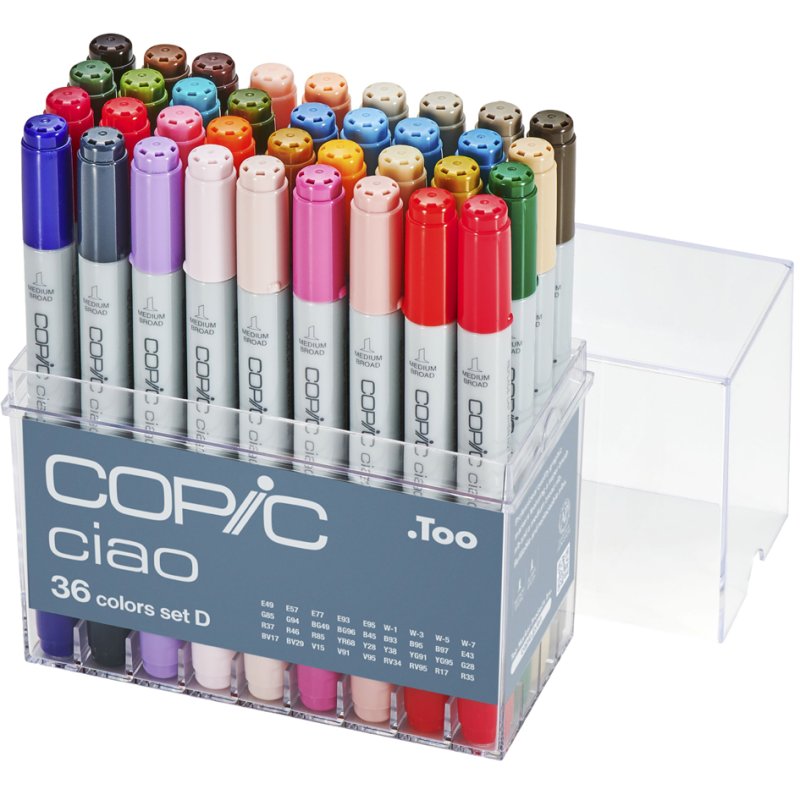 COPIC ciao markers set, alcohol-based, refillable, 36 pieces, assorted colours