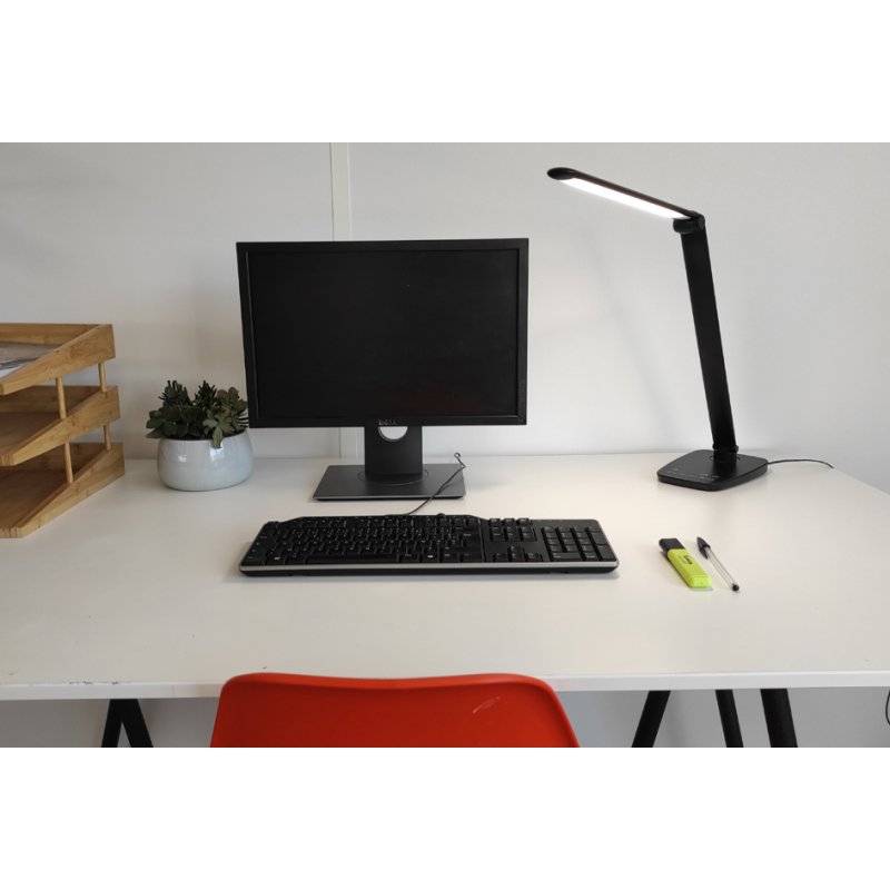 UNiLUX Lampe de bureau LED TWISTLED, noir, 14W, fonction de recharge USB