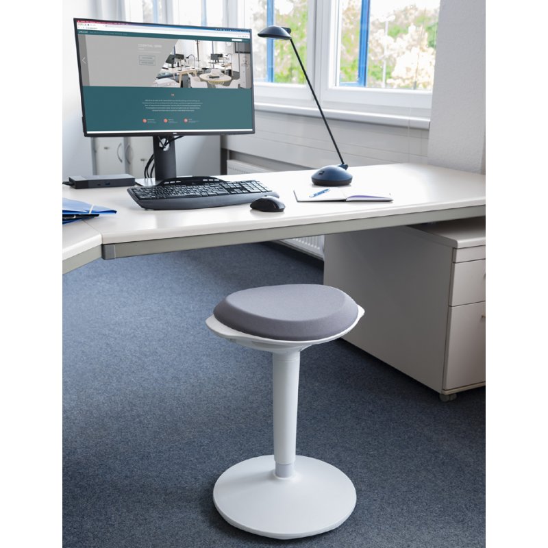UNiLUX ergonomic stool ERGO BOOST, white-grey, height adjustable 550-700 mm
