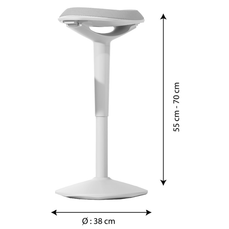 UNiLUX ergonomic stool ERGO BOOST, white-grey, height adjustable 550-700 mm