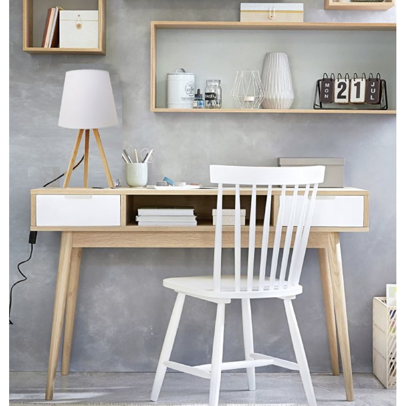 UNiLUX LED desk lamp KATY, white/bamboo, 5W, 594 lumen