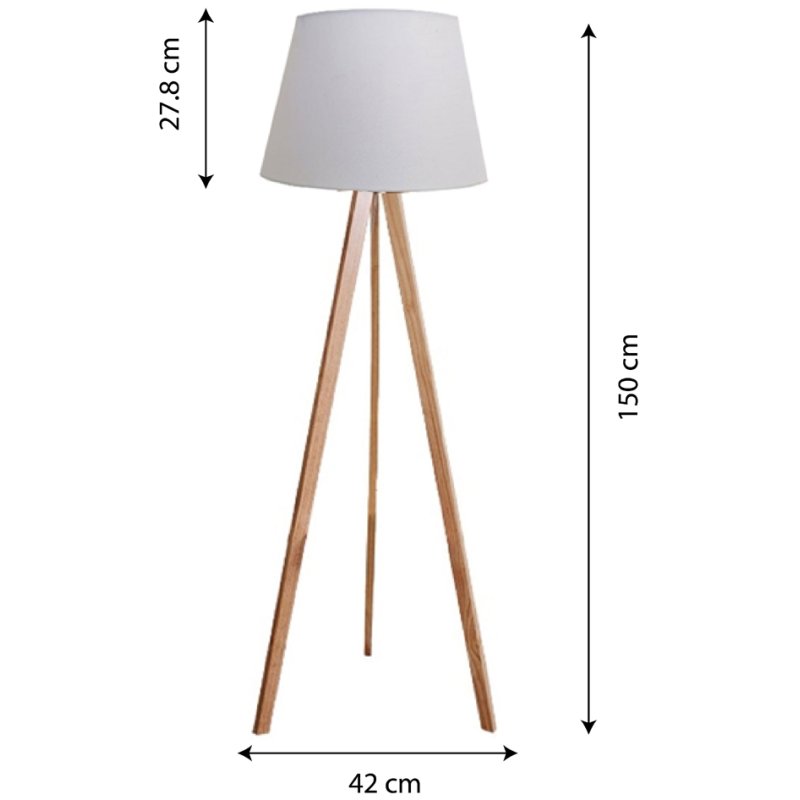 UNiLUX Lampadaire LED TOOKA, blanc/bambou, 152 cm, 11W