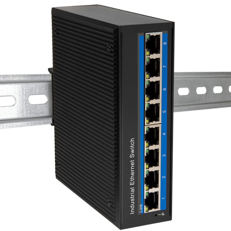 LogiLink Professional commutateur Fast Ethernet industriel, 8 ports, non managé, boîtier métallique noir