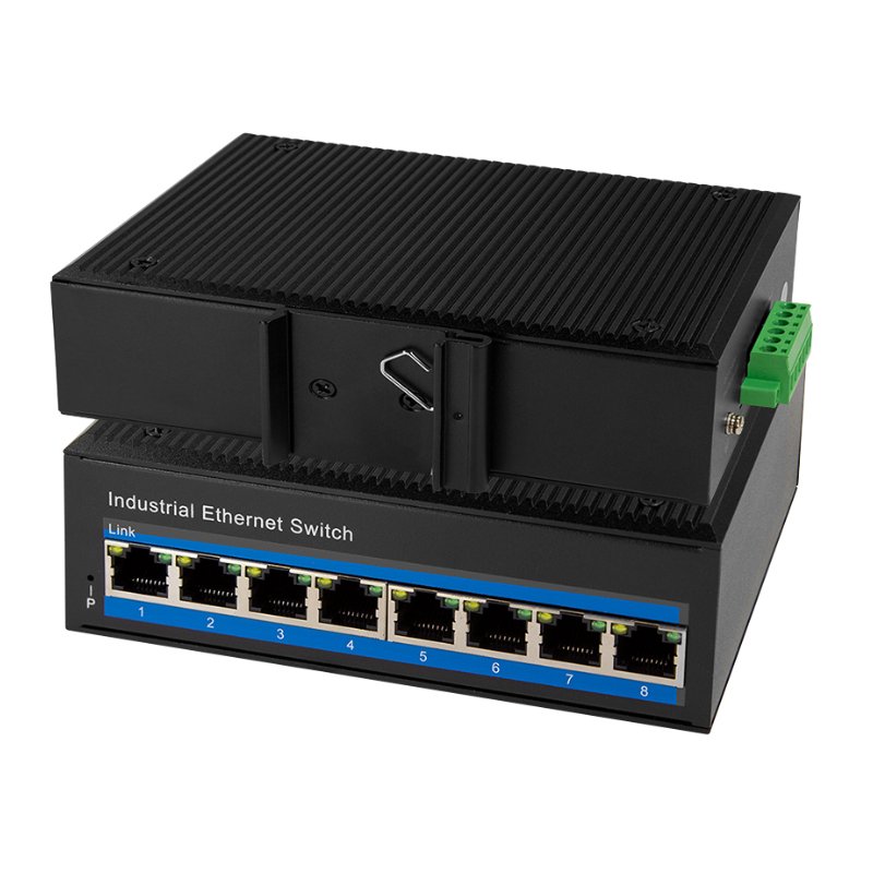 LogiLink Professional industrial Fast Ethernet PoE switch, 8-port, black metal housing