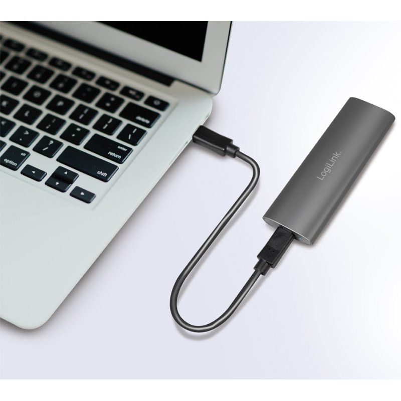 LogiLink enclosure M.2 NVMe PCIe & SATA SSD, USB 3.2 Gen 2, silver aluminium, up to 4 TB