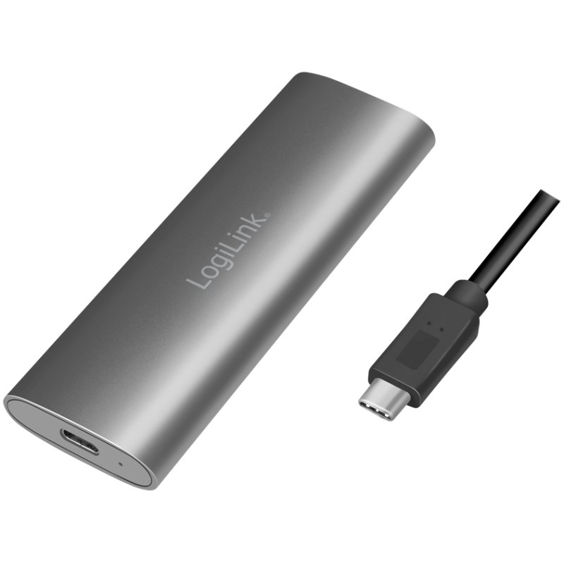 LogiLink enclosure M.2 NVMe PCIe & SATA SSD, USB 3.2 Gen 2, silver aluminium, up to 4 TB