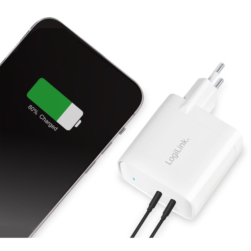 LogiLink Adaptateur USB, 2x USB-C PD, blanc, 40 Watt
