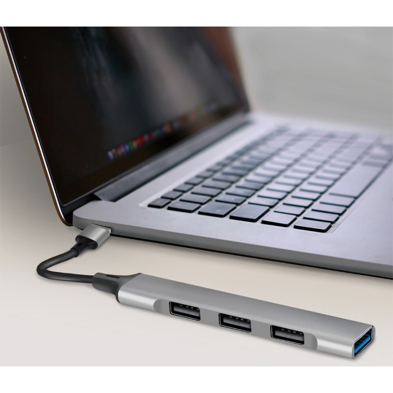 LogiLink Hub USB 3.0 4 ports, boîtier aluminium, gris