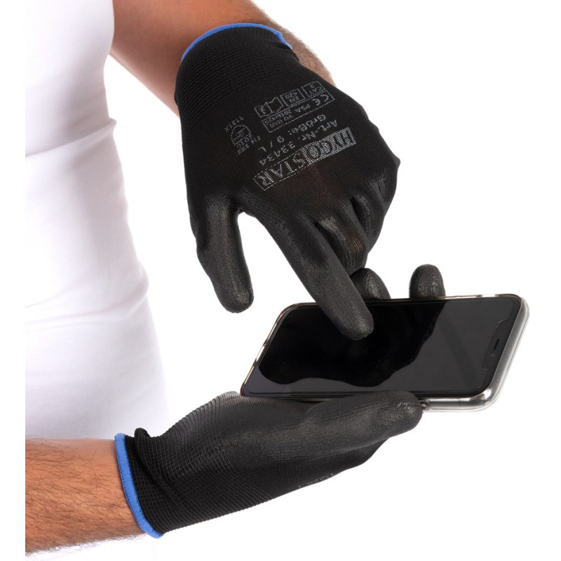 HYGOSTAR gants de travail BLACK ACE TOUCH, écran tactile, noir, taille S