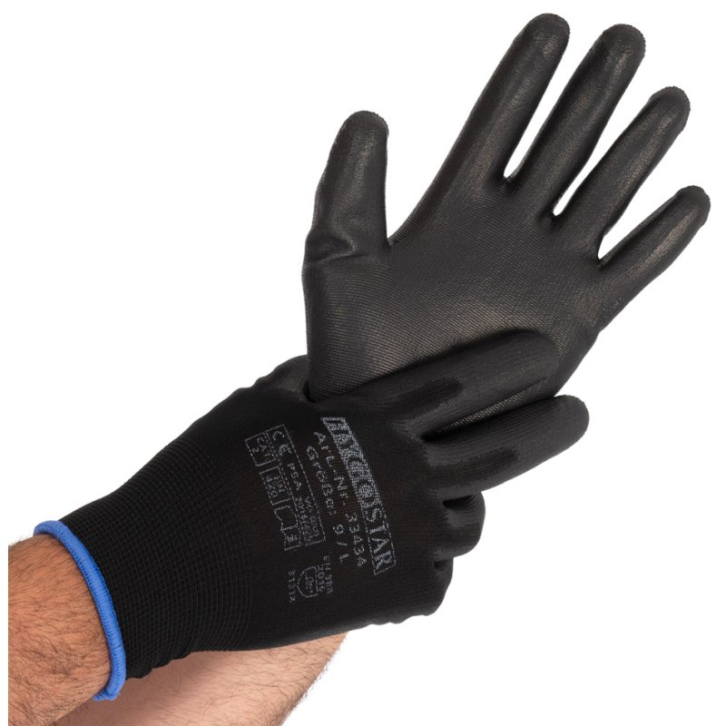 HYGOSTAR gants de travail BLACK ACE TOUCH, écran tactile, noir, taille S