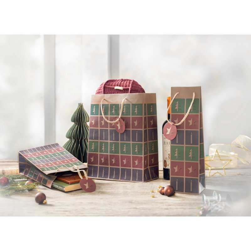 Sigel sachet cadeau découpe style, carton kraft brun, 170×90×230 mm