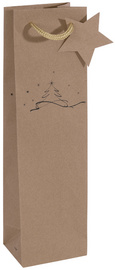 sigel kerstflessenzak Kerst met appels, bruin kraftkarton, 100×80×350 mm