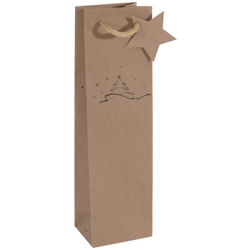 sigel sac en carton pour bouteilles Sapin de Noël, carton kraft brun, 10×8×35 cm