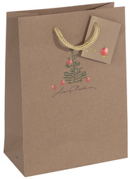 sigel kerstcadeauzak Kerst met appels, groot, bruin kraftkarton, 260×120×330 mm