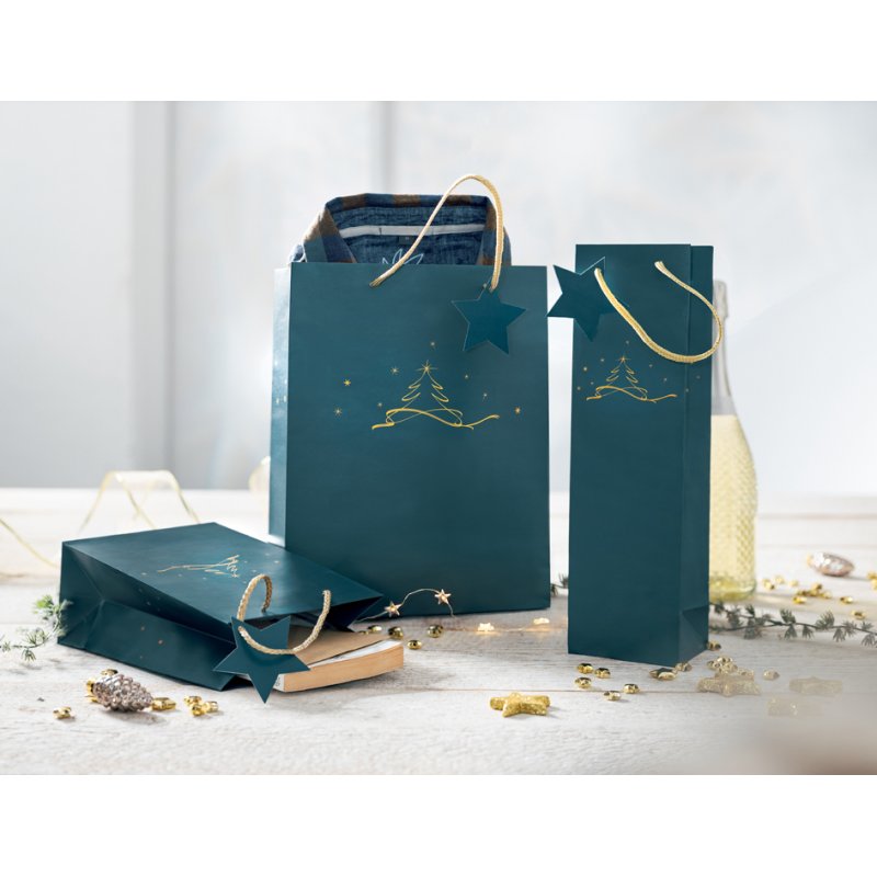 Papier cadeau petit sapin de Noël couleur pétrole