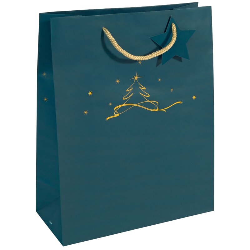 Papier cadeau petit sapin de Noël couleur pétrole