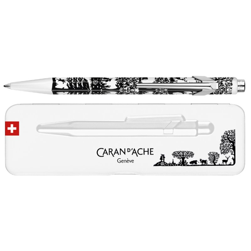 CARAN D'ACHE stylo à bille 849 Scherenschnitt, recharge, bleu, corps hexagonal aluminium