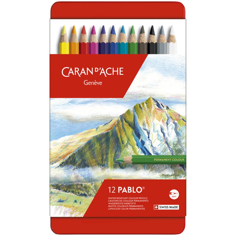 CARAN D'ACHE crayons de couleur PABLO, étui métallique, 120 pièces