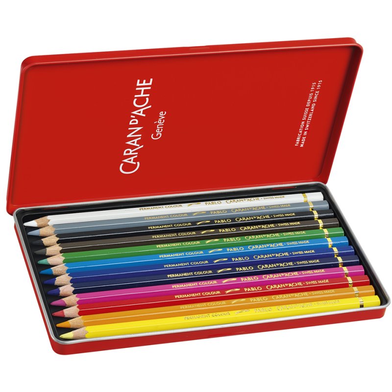 CARAN D'ACHE crayons de couleur PABLO, étui métallique, 120 pièces