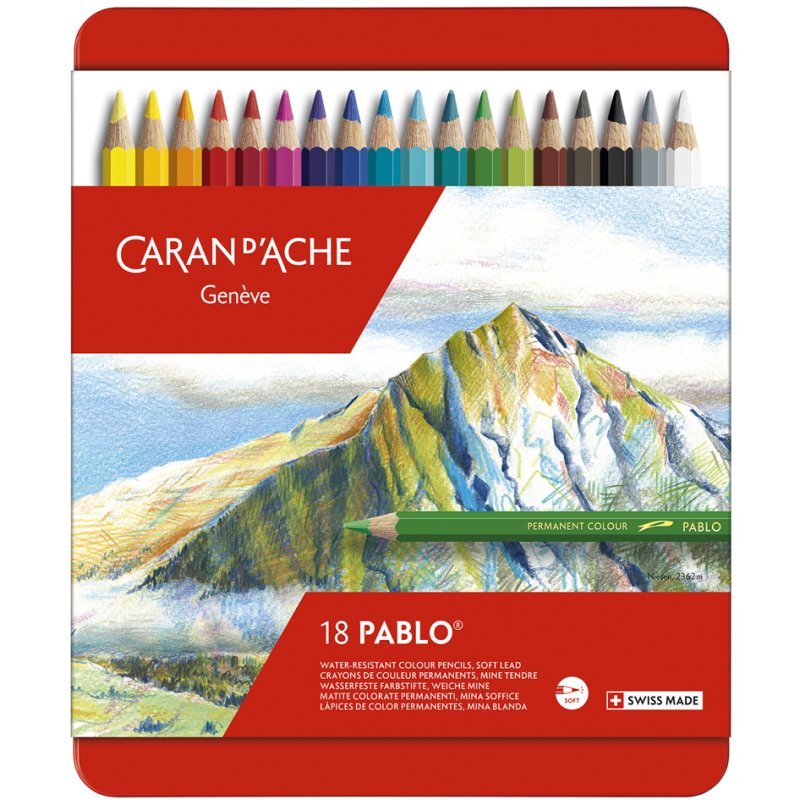 CARAN D'ACHE crayons de couleur PABLO, étui métallique, 120 pièces