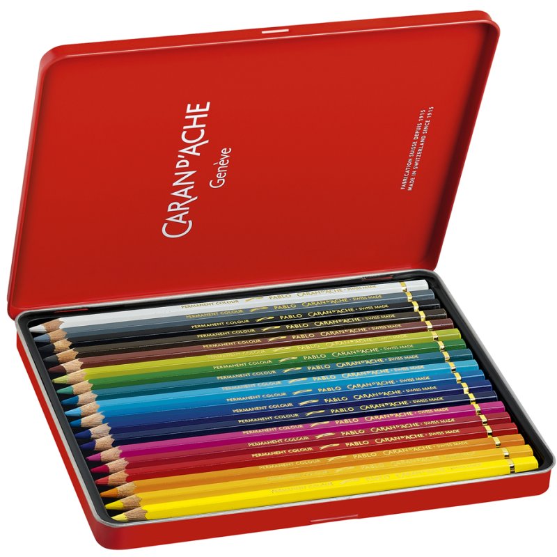 CARAN D'ACHE crayons de couleur PABLO, étui métallique, 120 pièces