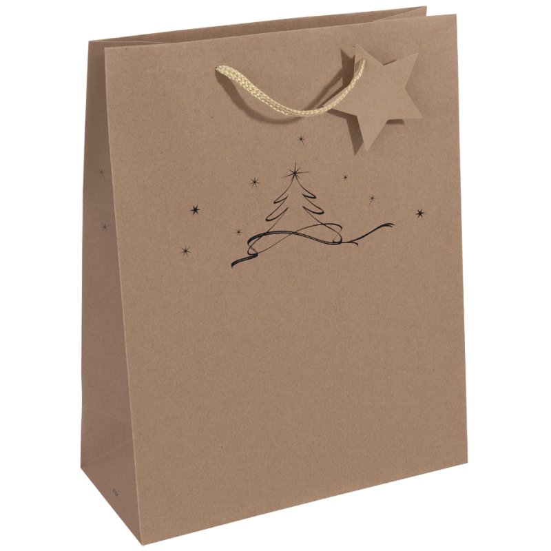 sigel Sac cadeau Sapin de Noël, carton kraft brun, 26×12×33 cm