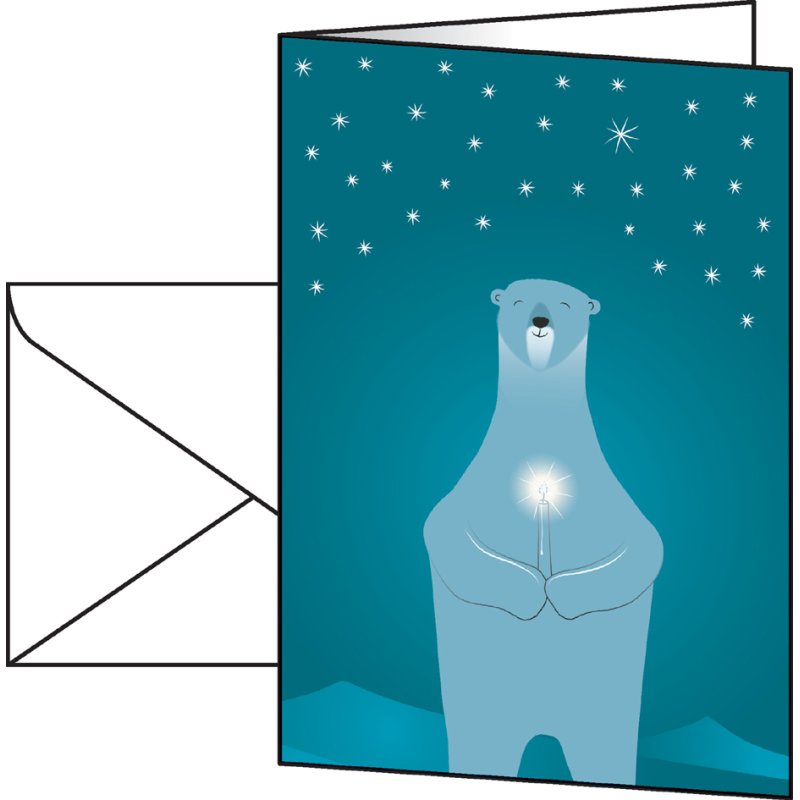 sigel kerstkaart ijsbeer met kaars, A6, 10 kaarten + 10 enveloppen
