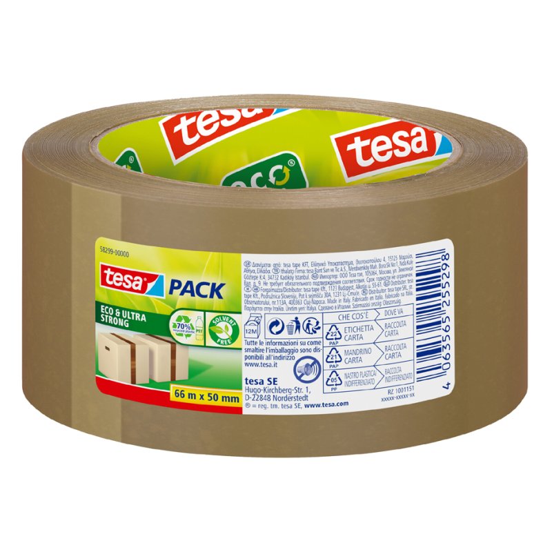 tesa tesapack ECO & ULTRA STRONG ruban d'emballage, 50 mm × 66 m, transparent