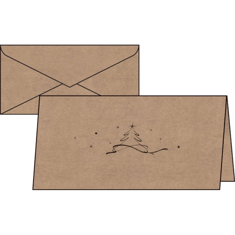 sigel Carte de Noël Christmas tree, DIN long, papier kraft 225 g/m², 10 cartes + enveloppes