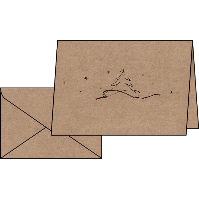 sigel Carte de Noël Christmas tree, DIN long, papier kraft 225 g/m², 10 cartes + enveloppes