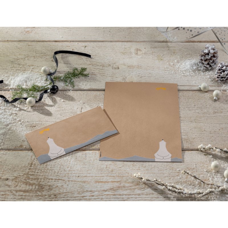 sigel Enveloppe de Noël Ours polaire avec étoile tombante, DIN long, sans fenêtre, 25 pièces