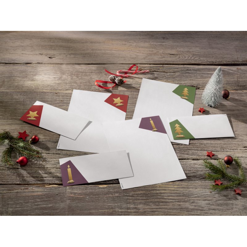 Sigel Ensemble d'enveloppes de Noël Cut-out style, DIN long, papier blanc 90 g/m², 25 pièces