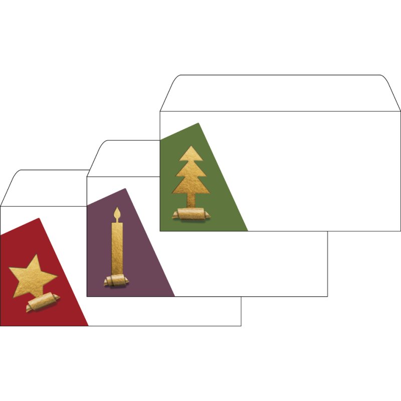 Sigel Ensemble d'enveloppes de Noël Cut-out style, DIN long, papier blanc 90 g/m², 25 pièces