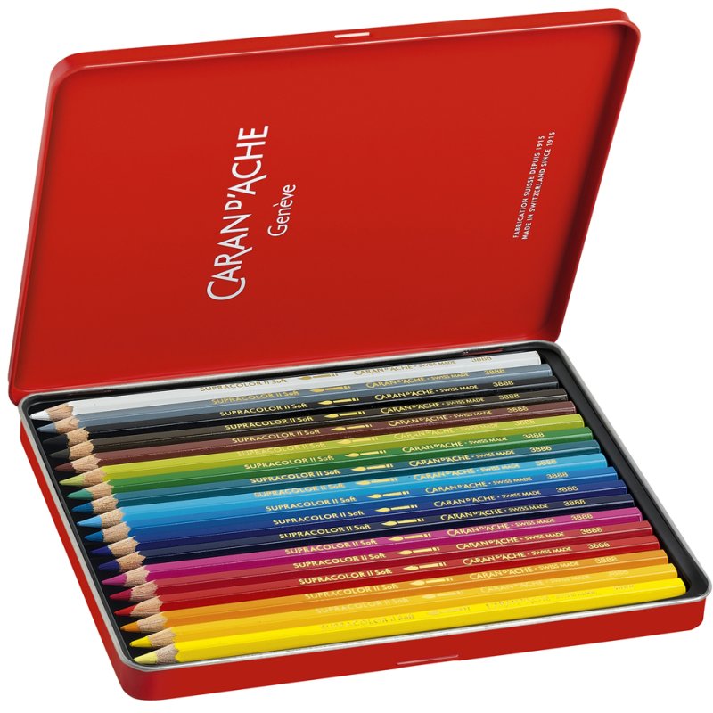 CARAN D'ACHE Crayons aquarelle Supracolor, 12 pièces, étui métallique